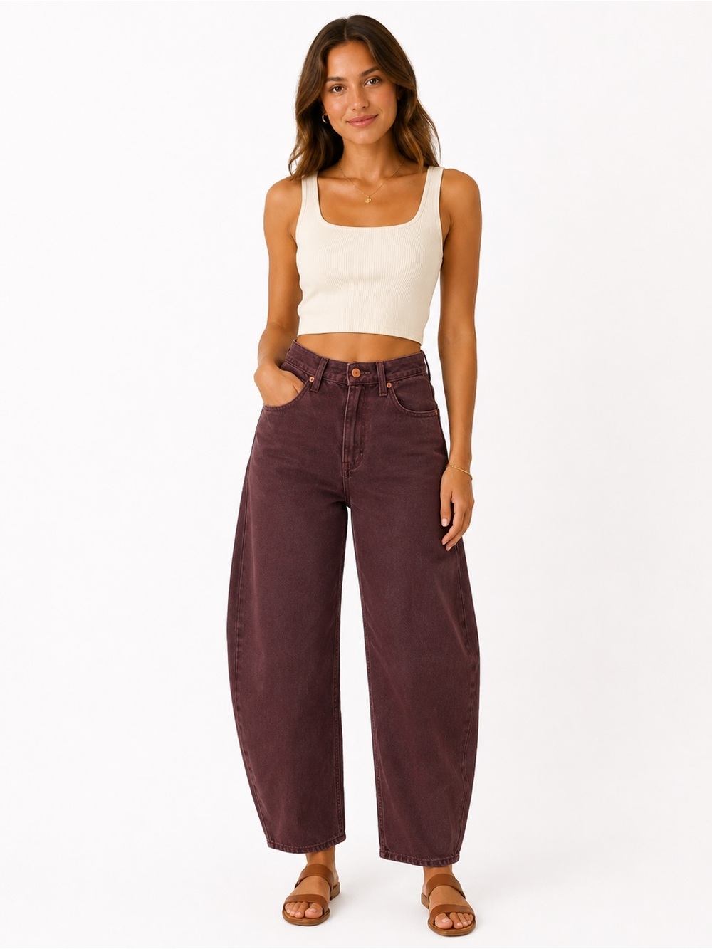 GAP Brown Barrel High Rise Jeans